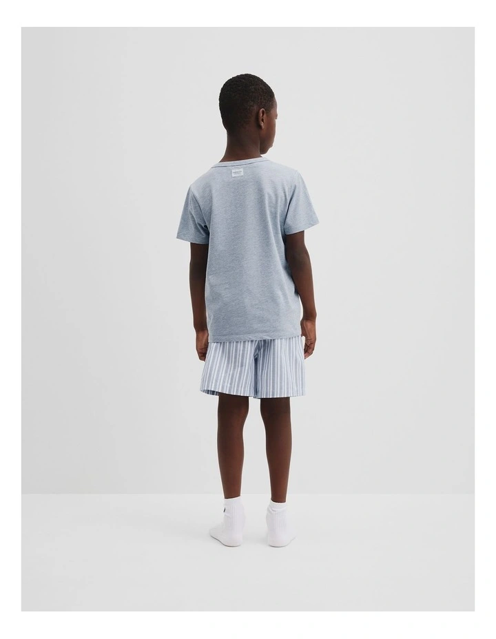 Australian Cotton Stripe Boxer Pyjama Set in Slate Blue image 3