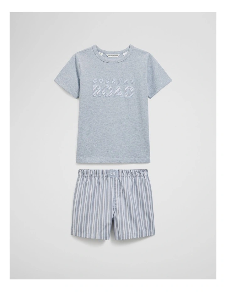 Australian Cotton Stripe Boxer Pyjama Set in Slate Blue image 4