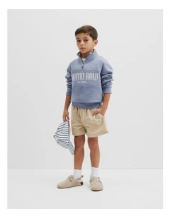Verified Australian Cotton Heritage Half Zip Sweat in Slate Blue