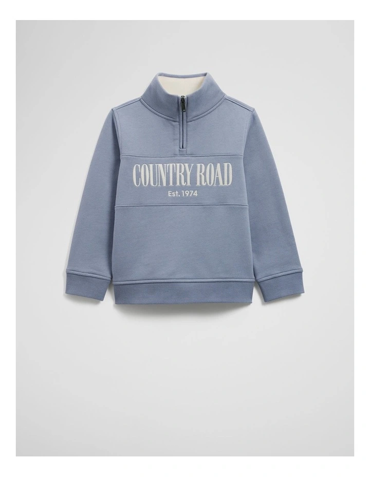 Verified Australian Cotton Heritage Half Zip Sweat in Slate Blue image 4