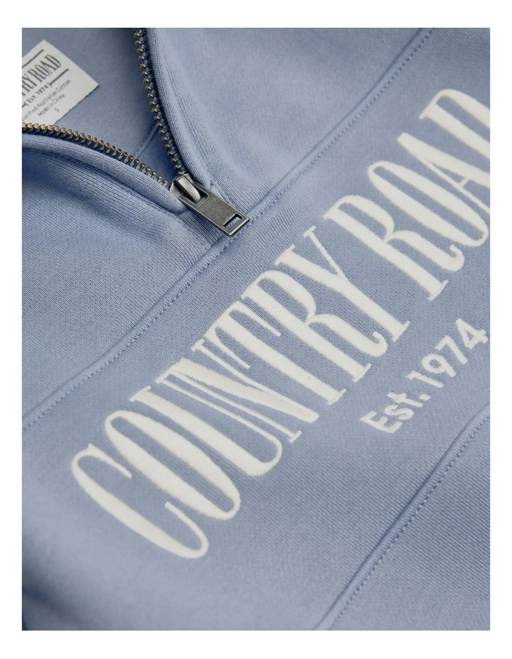 Verified Australian Cotton Heritage Half Zip Sweat in Slate Blue image 5