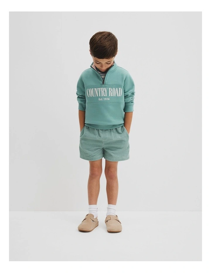 Verified Australian Cotton Heritage Half Zip Sweat in Blue Gum image 2