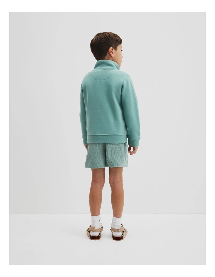 Verified Australian Cotton Heritage Half Zip Sweat in Blue Gum image 3
