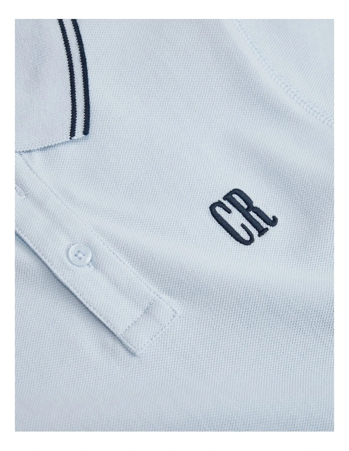 Organically Grown Cotton Logo Polo Shirt in Soft Blue image 2
