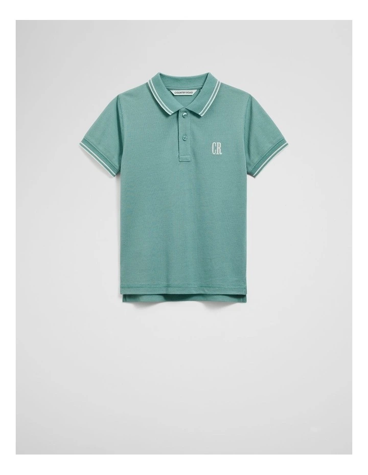 Organically Grown Cotton Logo Polo Shirt in Blue Gum image 1