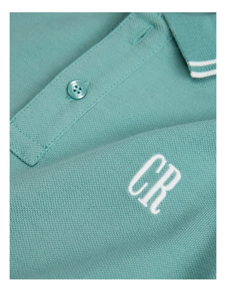 Organically Grown Cotton Logo Polo Shirt in Blue Gum image 2