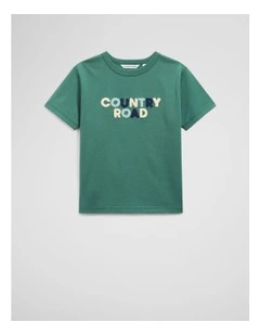 Organically Grown Cotton Boucle Logo T-shirt in Pine Green