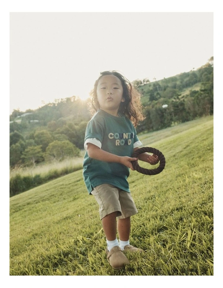 Organically Grown Cotton Boucle Logo T-shirt in Pine Green image 2