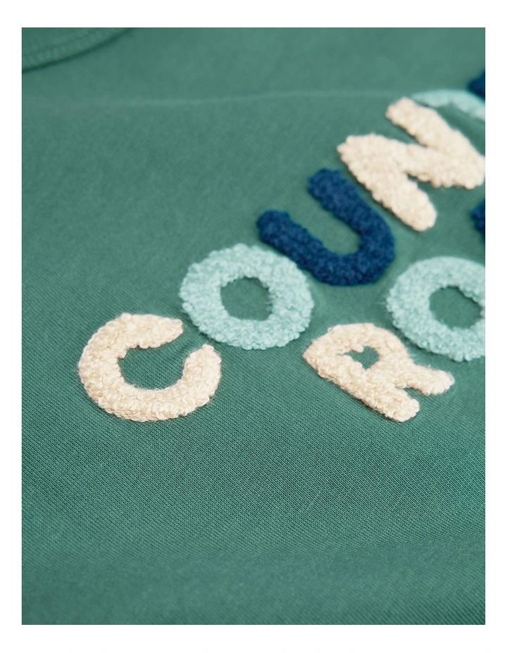 Organically Grown Cotton Boucle Logo T-shirt in Pine Green image 3