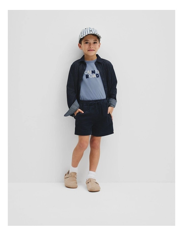 Organically Grown Cotton Boucle Logo T-shirt in Slate Blue image 1