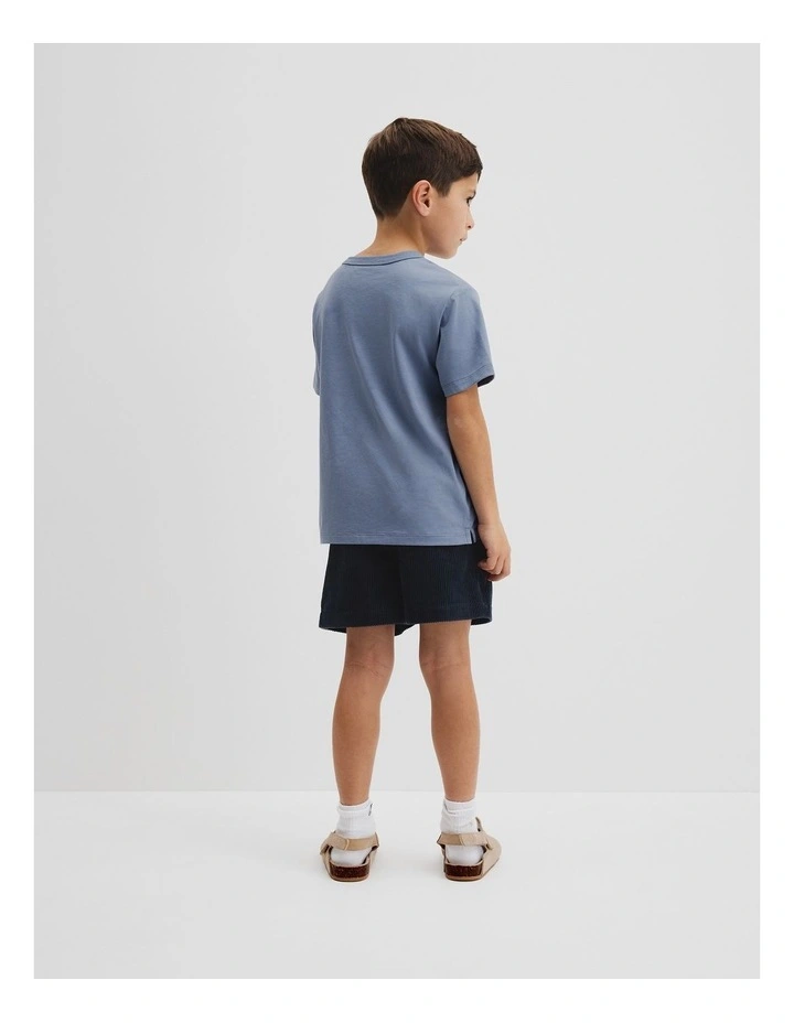 Organically Grown Cotton Boucle Logo T-shirt in Slate Blue image 3