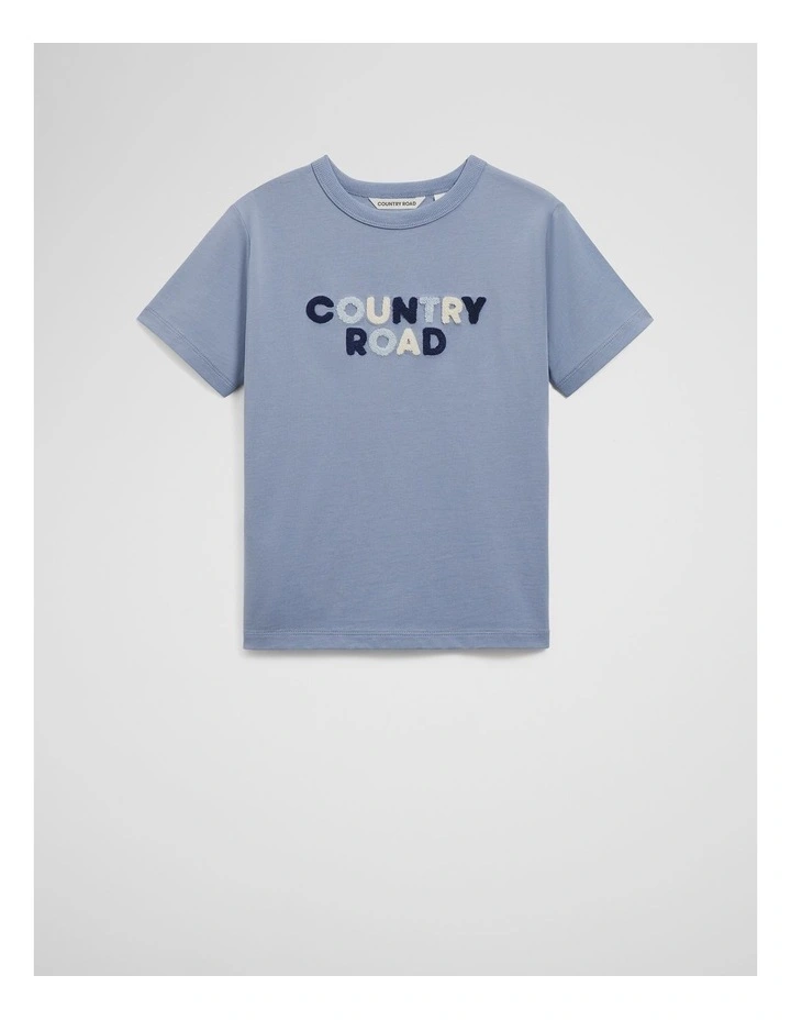 Organically Grown Cotton Boucle Logo T-shirt in Slate Blue image 4
