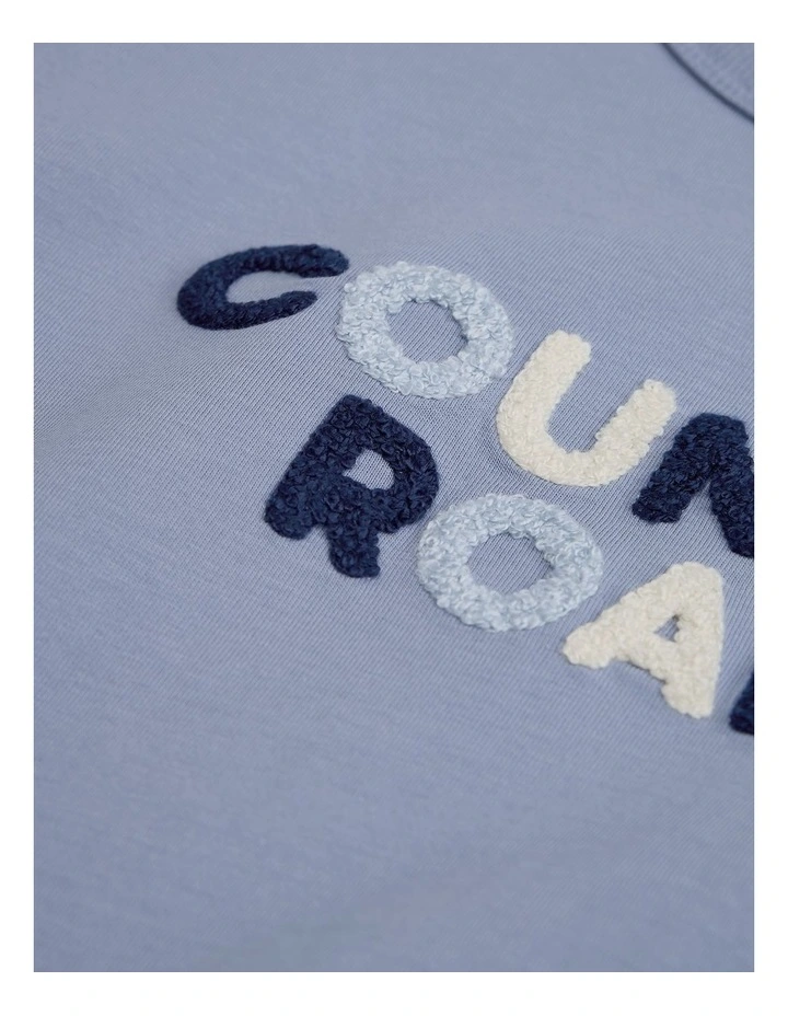 Organically Grown Cotton Boucle Logo T-shirt in Slate Blue image 5