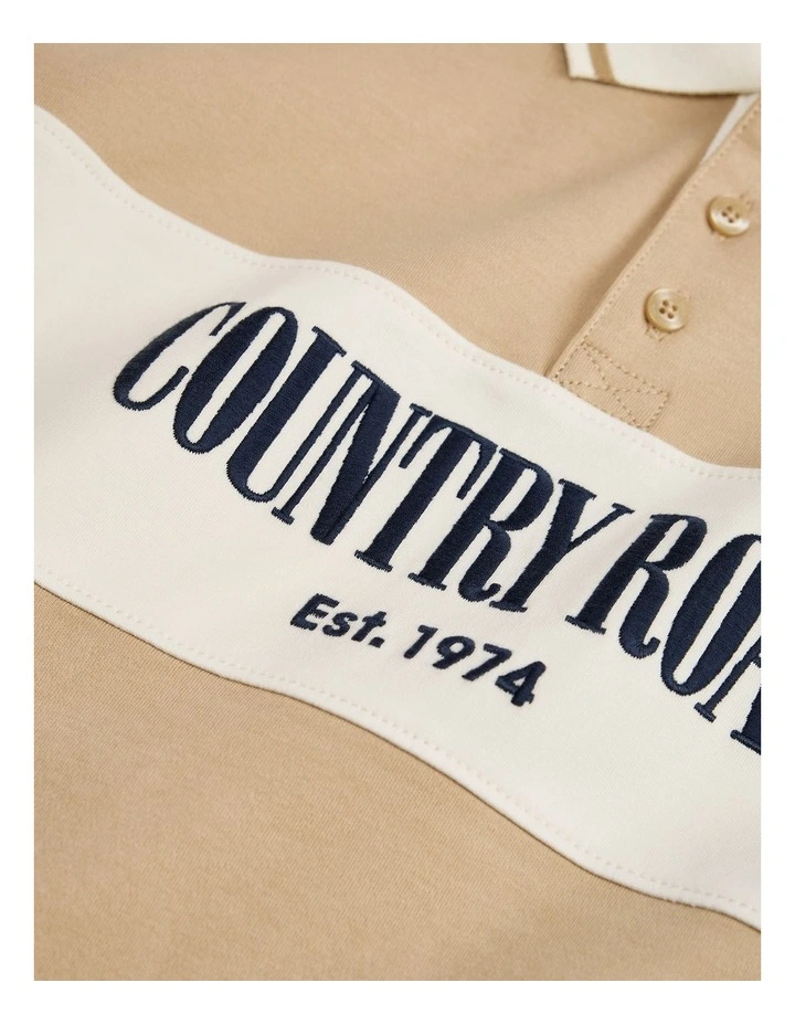 Organically Grown Cotton Stripe Rugby Top in Latte image 2