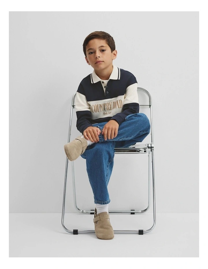 Organically Grown Cotton Stripe Rugby Top in Midnight image 1