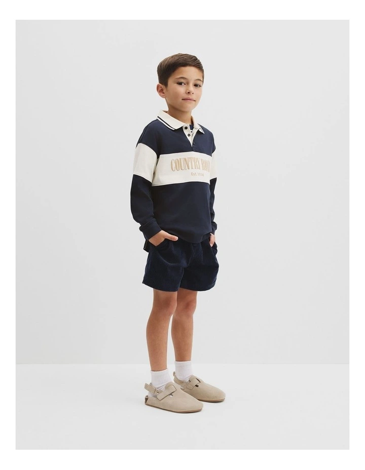 Organically Grown Cotton Stripe Rugby Top in Midnight image 1