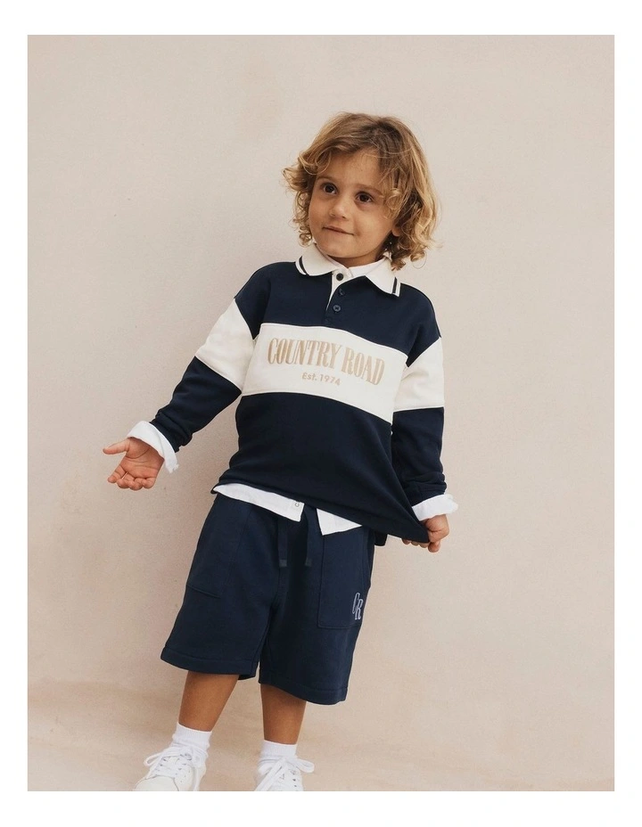 Organically Grown Cotton Stripe Rugby Top in Midnight image 2