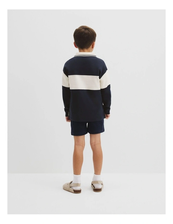 Organically Grown Cotton Stripe Rugby Top in Midnight image 3