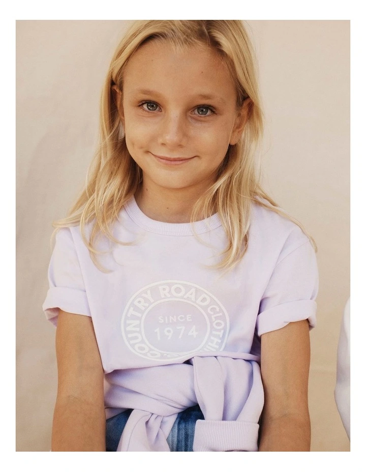 Australian Cotton Oversized Logo T-shirt in Lilac image 2