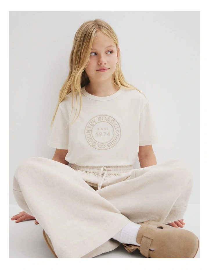 Australian Cotton Oversized Logo T-shirt in Marshmallow image 1