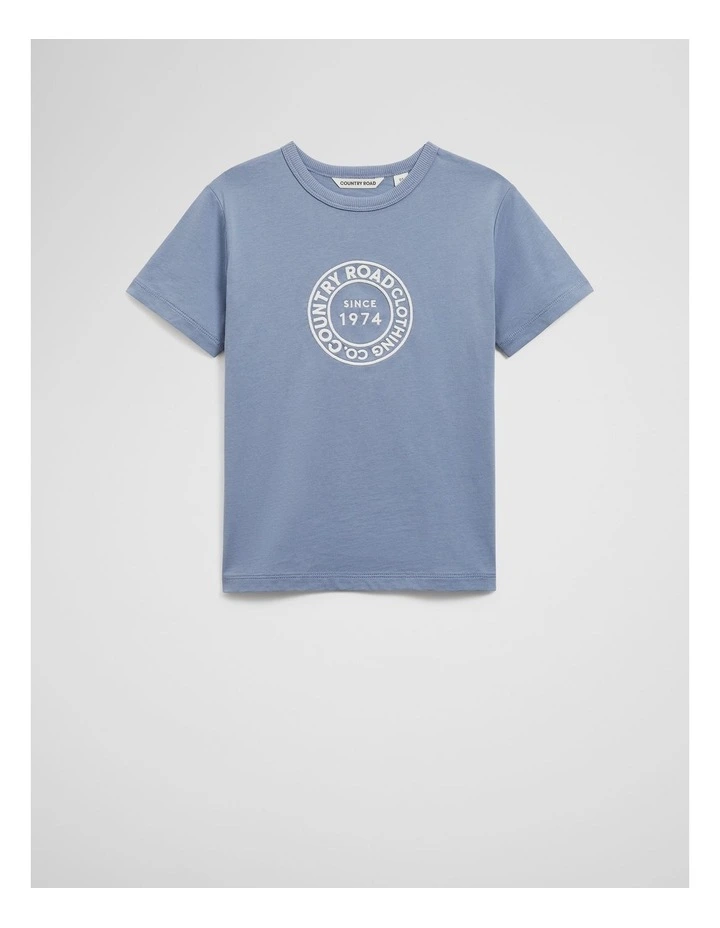 Australian Cotton Oversized Logo T-shirt in Slate Blue image 1