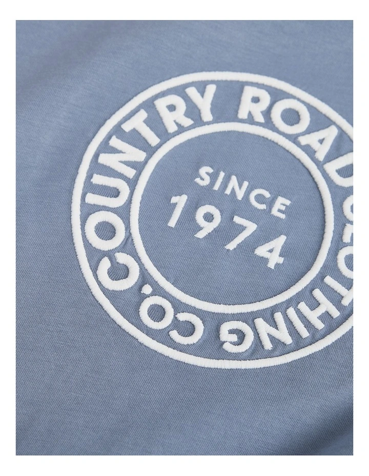 Australian Cotton Oversized Logo T-shirt in Slate Blue image 2