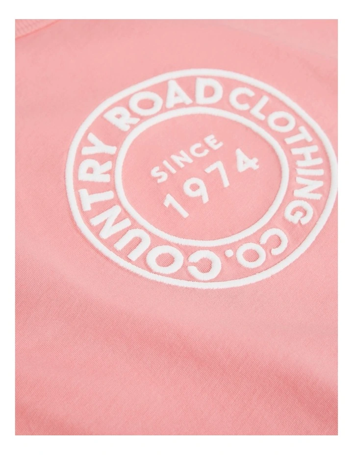 Australian Cotton Oversized Logo T-shirt in Strawberry image 2