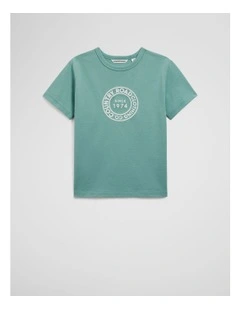 Australian Cotton Oversized Logo T-shirt in Blue Gum