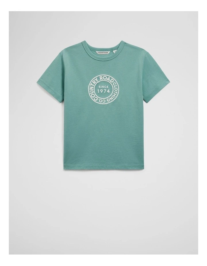 Australian Cotton Oversized Logo T-shirt in Blue Gum image 1