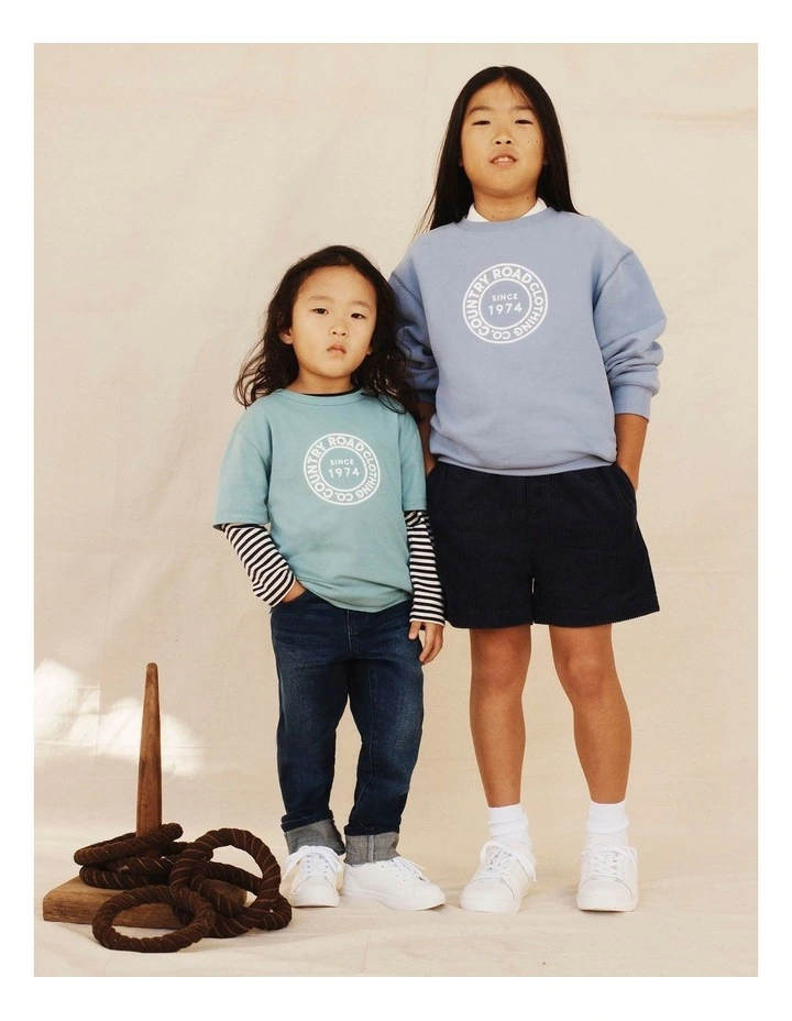 Australian Cotton Oversized Logo T-shirt in Blue Gum image 2