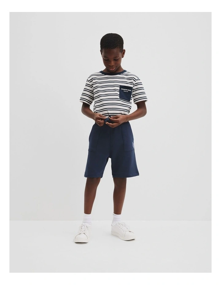 Organically Grown Cotton Country Road Pocket T-shirt in Navy Stripe image 1