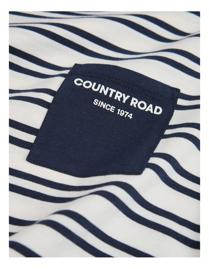 Organically Grown Cotton Country Road Pocket T-shirt in Navy Stripe image 5