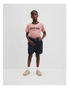 Australian Cotton Heritage T-shirt in Faded Red Stripe