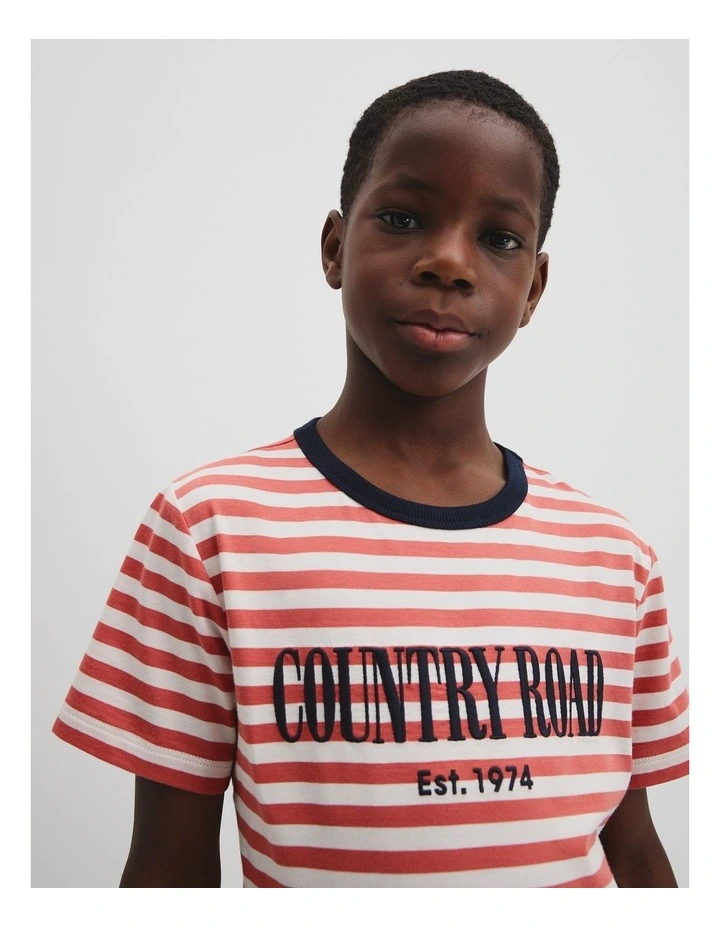 Australian Cotton Heritage T-shirt in Faded Red Stripe image 2