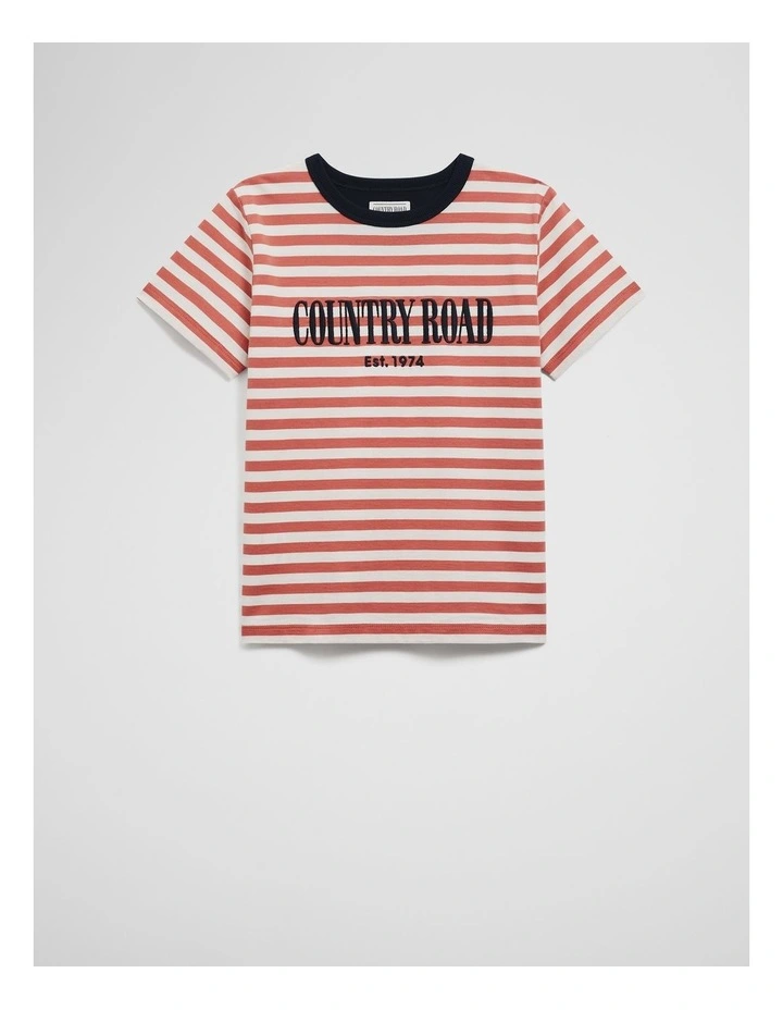Australian Cotton Heritage T-shirt in Faded Red Stripe image 4