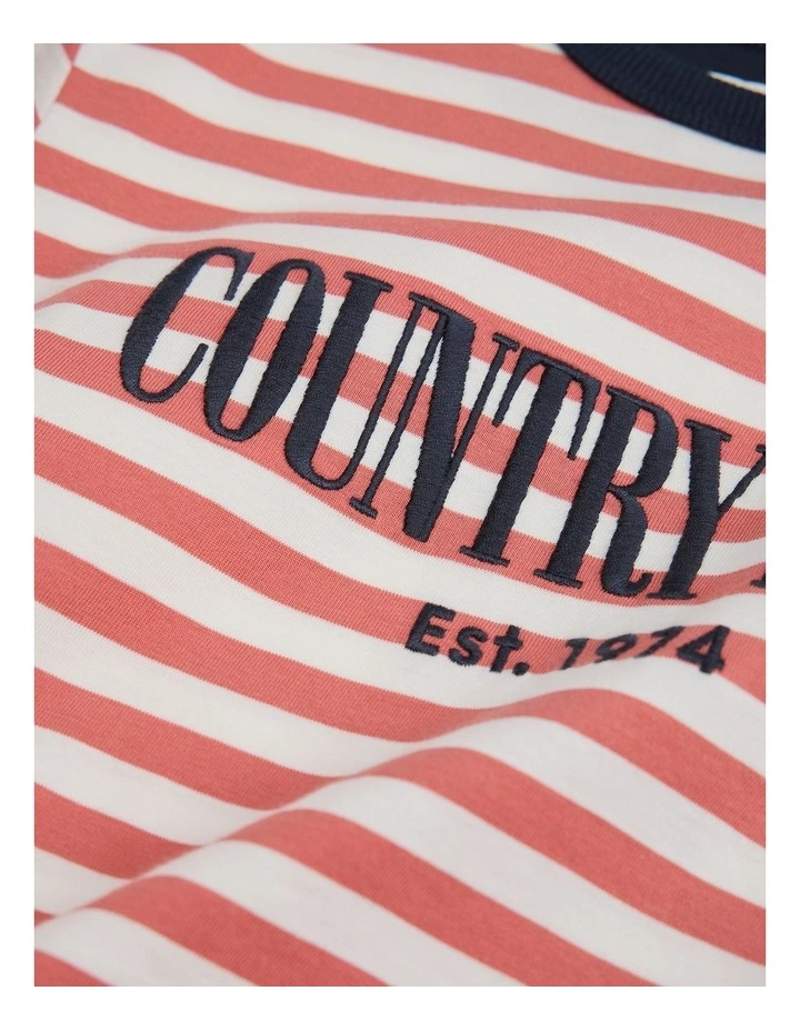 Australian Cotton Heritage T-shirt in Faded Red Stripe image 5