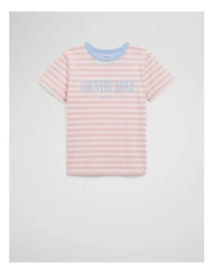 Australian Cotton Heritage T-shirt in Blush Pink Stripe