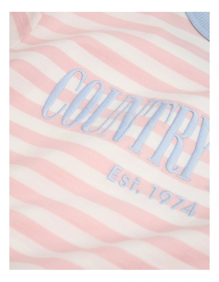 Australian Cotton Heritage T-shirt in Blush Pink Stripe image 2