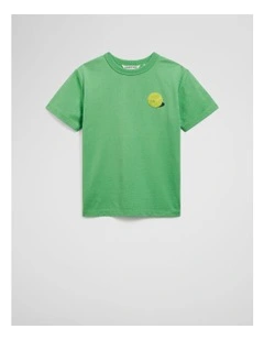 Organically Grown Linen Aces Club T-shirt in Jade