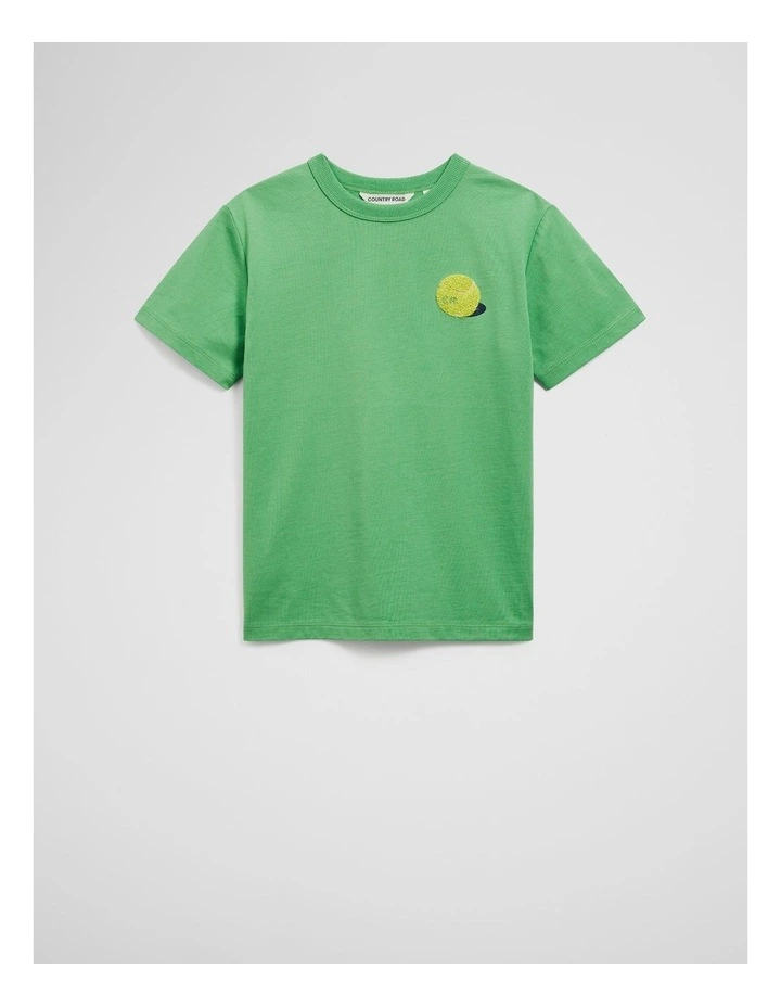 Organically Grown Linen Aces Club T-shirt in Jade image 1