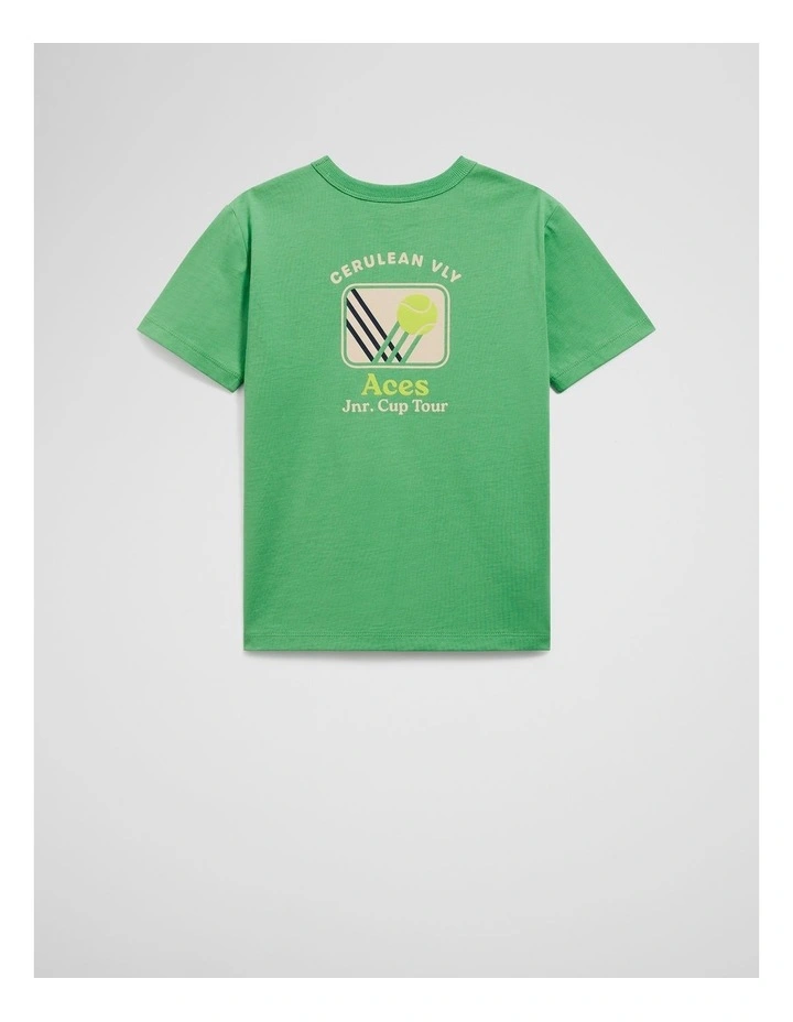 Organically Grown Linen Aces Club T-shirt in Jade image 2