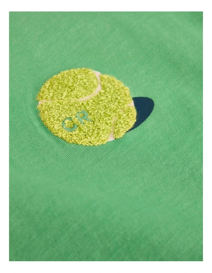 Organically Grown Linen Aces Club T-shirt in Jade image 3
