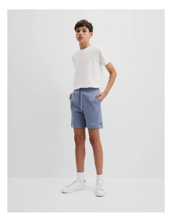 Teen Recycled Cotton Blend Logo Sweat Short in Slate Blue image 1