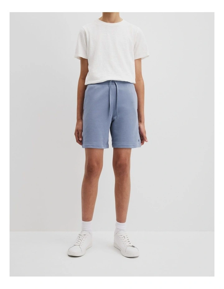 Teen Recycled Cotton Blend Logo Sweat Short in Slate Blue image 2