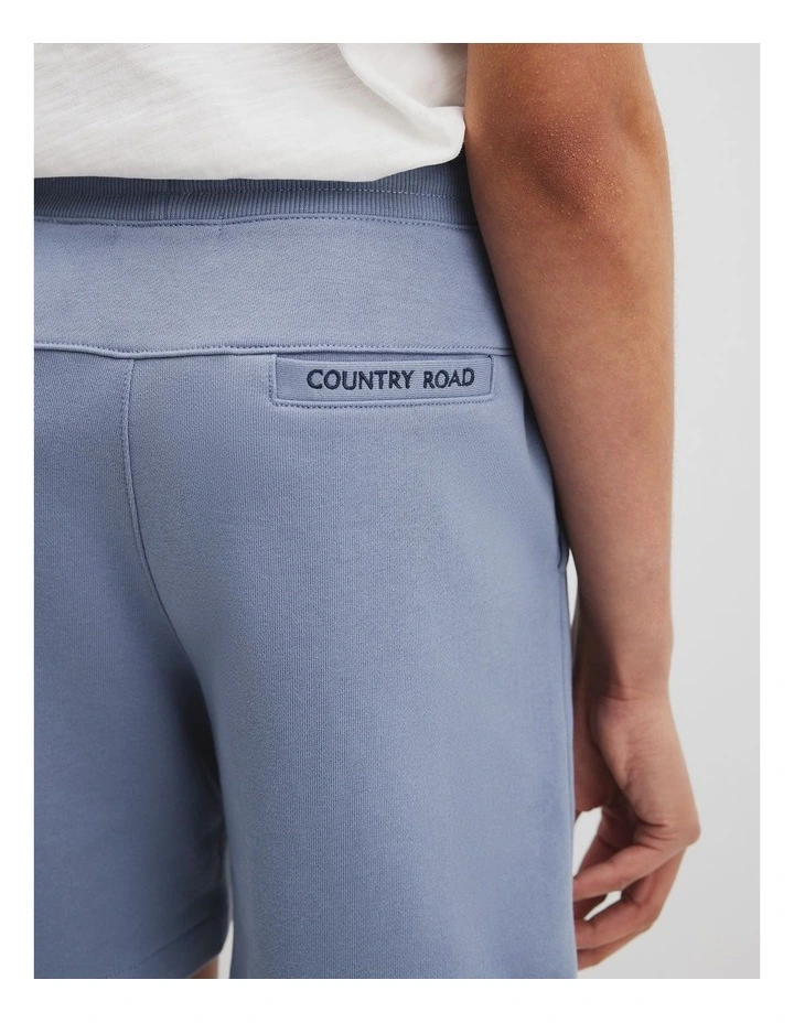Teen Recycled Cotton Blend Logo Sweat Short in Slate Blue image 3