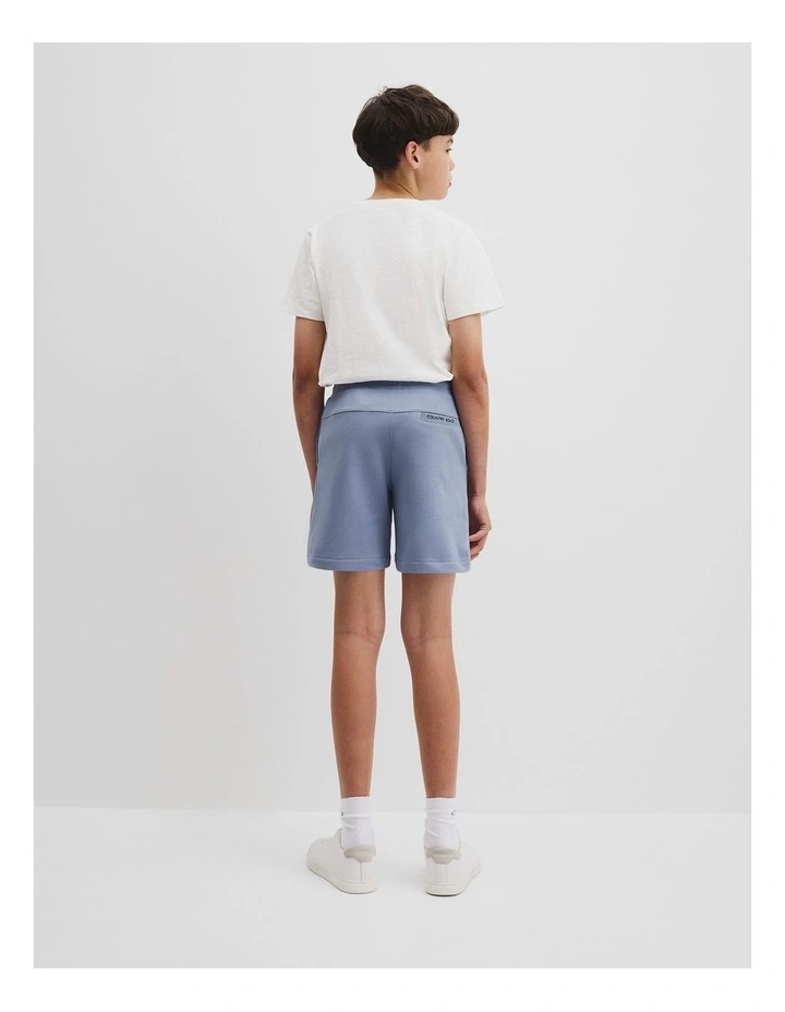 Teen Recycled Cotton Blend Logo Sweat Short in Slate Blue image 4