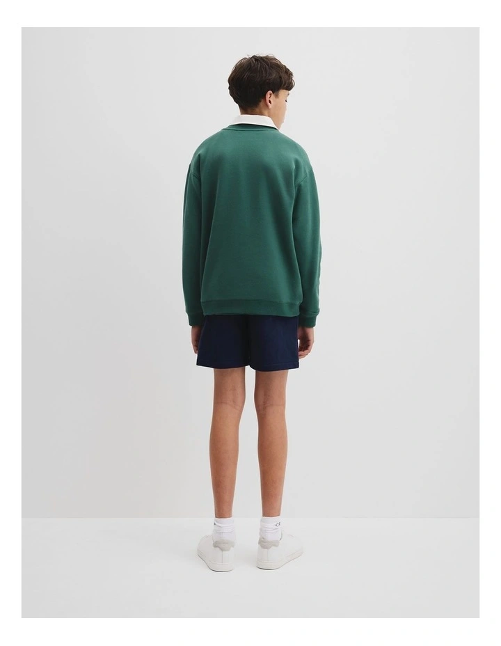 Teen Australian Cotton Logo Wreath Sweat in Pine Green image 4
