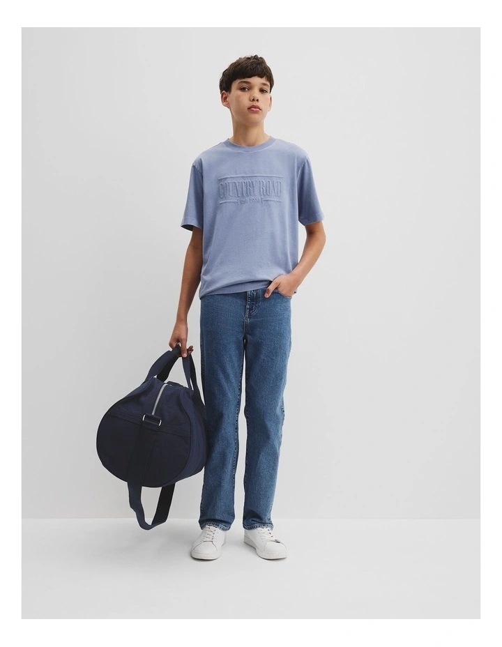 Teen Verified Australian Cotton Heritage Oversized T-shirt in Slate Blue image 1