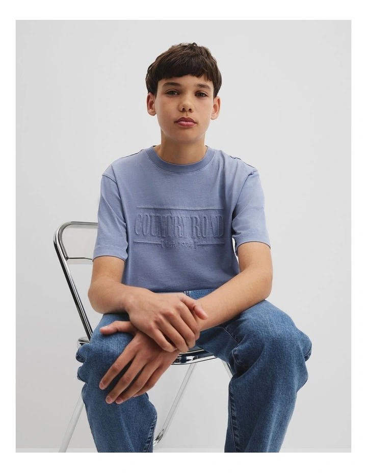 Teen Verified Australian Cotton Heritage Oversized T-shirt in Slate Blue image 2