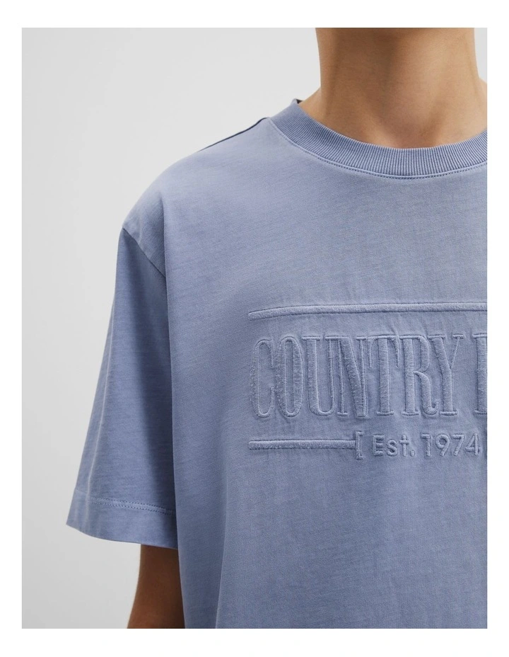 Teen Verified Australian Cotton Heritage Oversized T-shirt in Slate Blue image 3